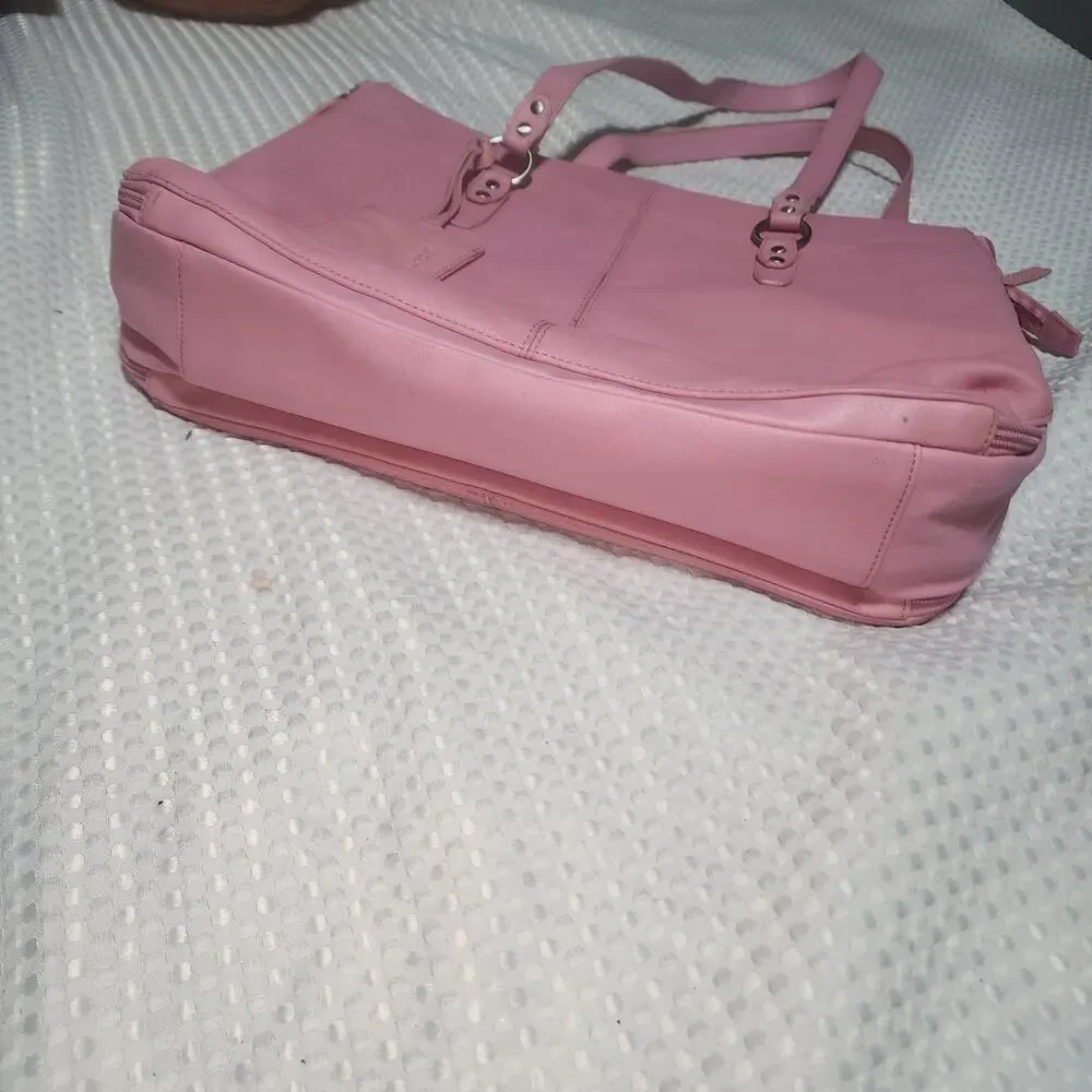 BUXTON EUC PINK XL MADISON LEATHER BUSINESS TOTE BAG